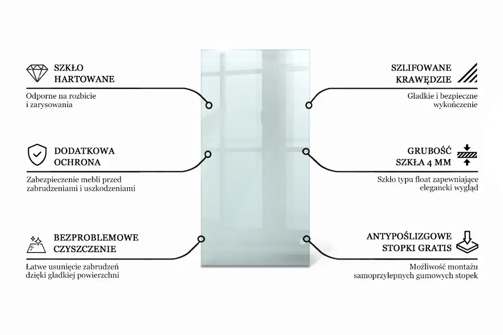 Átlátszó téglalap alakú asztallap