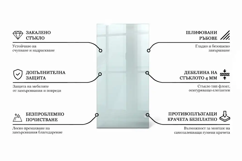 Átlátszó téglalap alakú asztallap