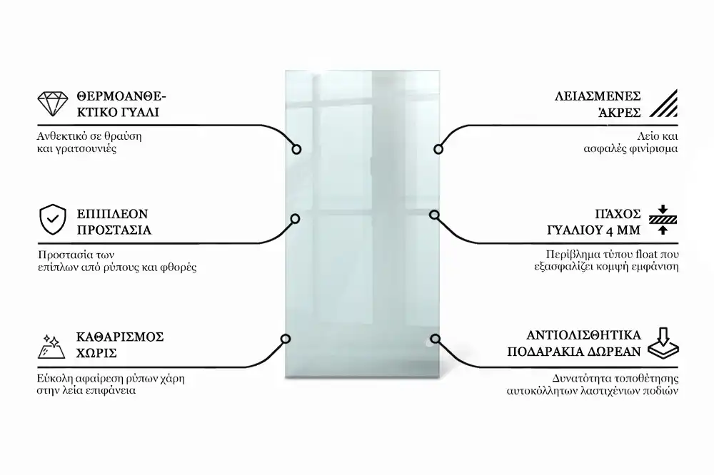 Átlátszó téglalap alakú asztallap