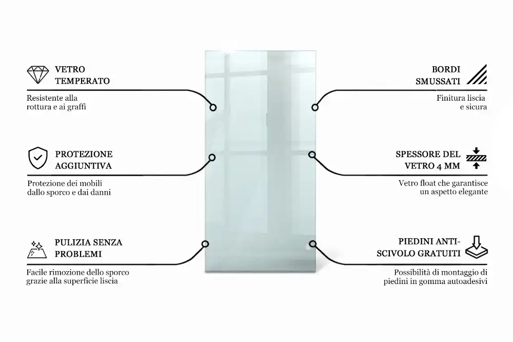Átlátszó téglalap alakú asztallap