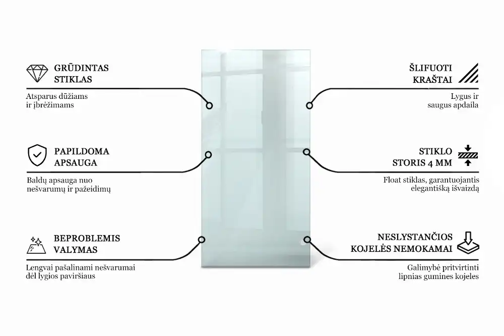 Átlátszó téglalap alakú asztallap