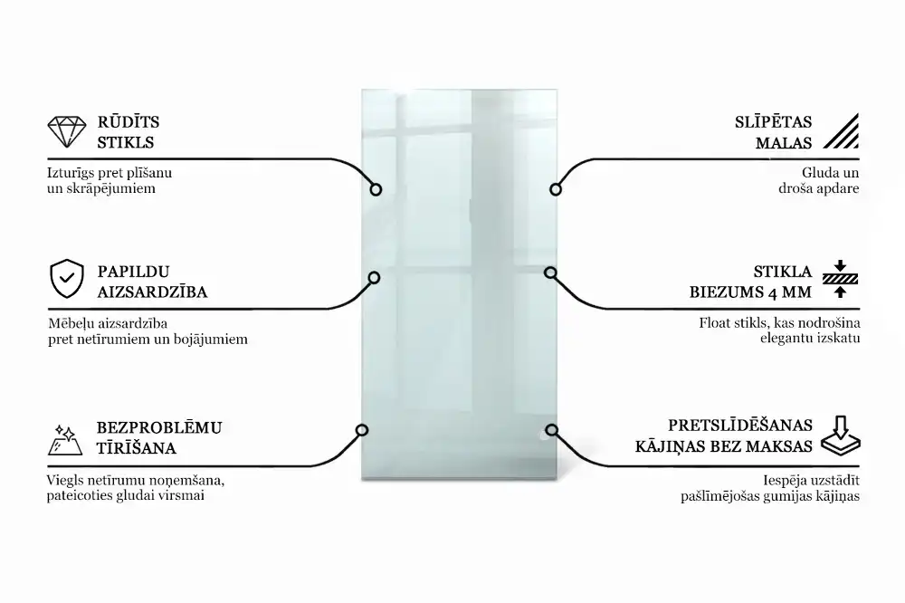Átlátszó téglalap alakú asztallap