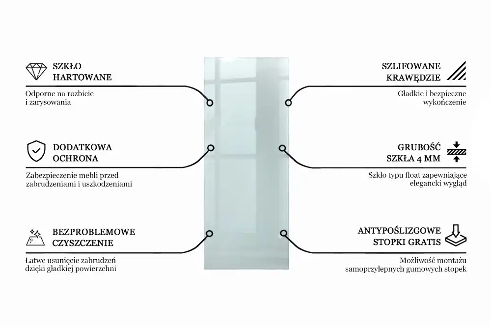 Átlátszó téglalap alakú asztallap