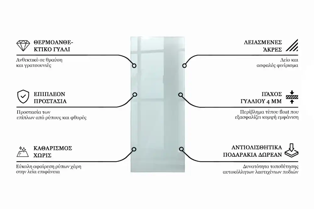 Átlátszó téglalap alakú asztallap