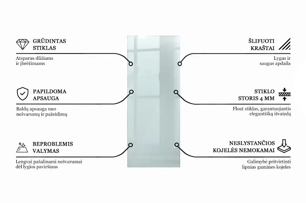 Átlátszó téglalap alakú asztallap