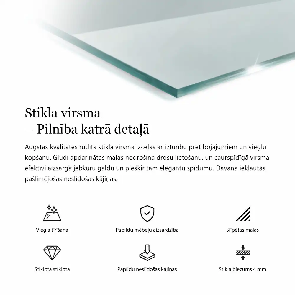 Átlátszó téglalap alakú asztallap