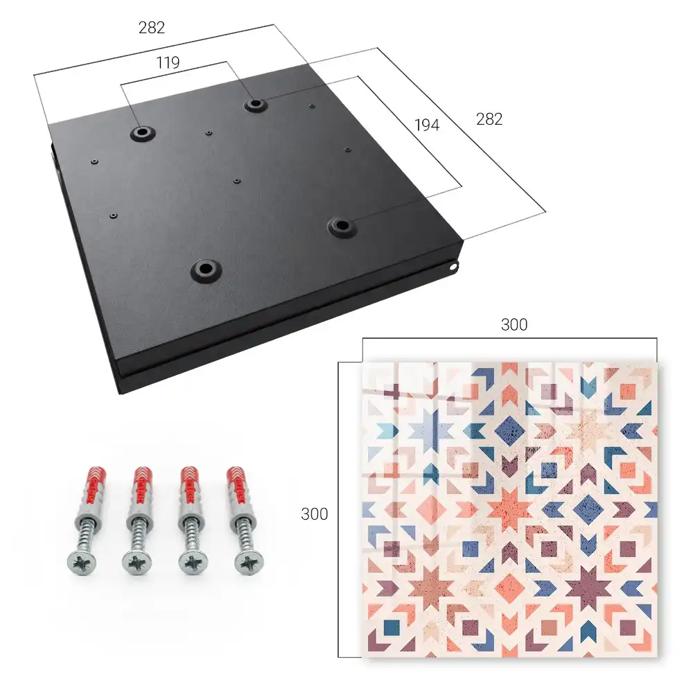Geometrikus mintás kulcstartó szekrény meleg színekben