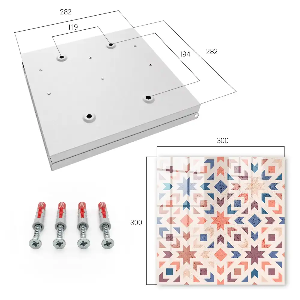 Geometrikus mintás kulcstartó szekrény meleg színekben