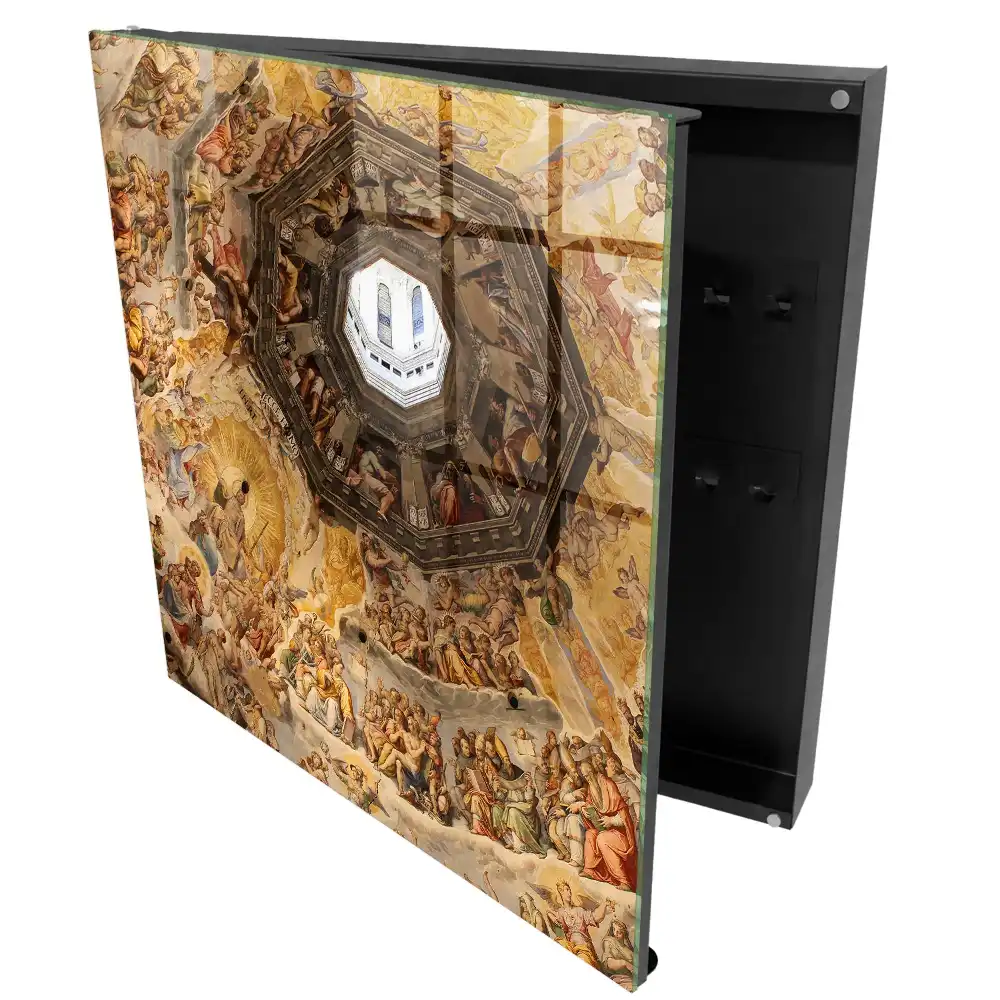 Fali kulcstartó szekrény kupolás freskó mintával