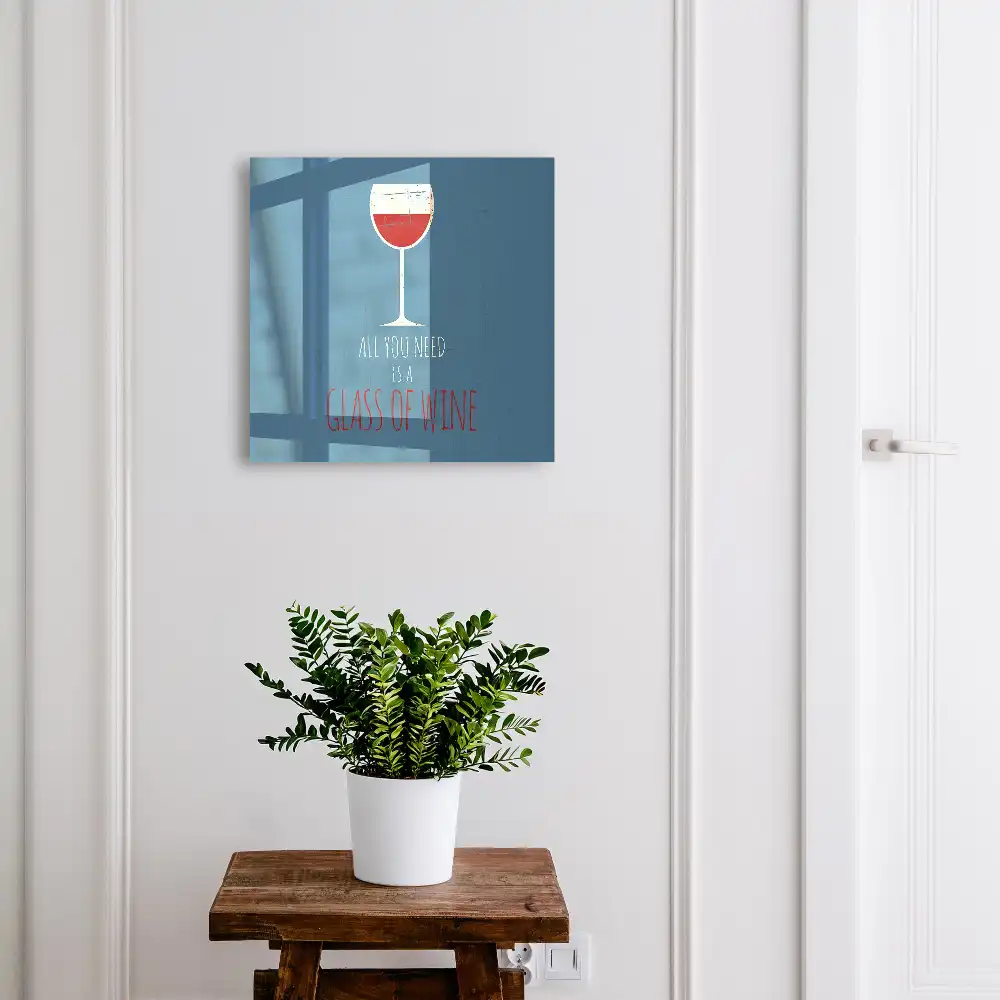 Fali kulcstartó szekrény borospohár mintával és inspiráló felirattal