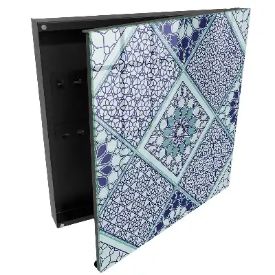 Geometrikus mintás kulcstartó szekrény kék árnyalatokban