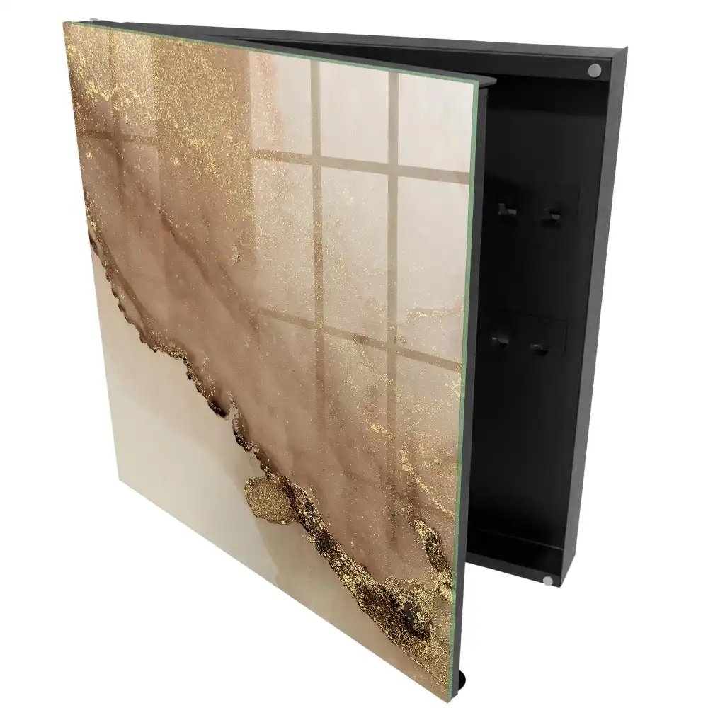 Fali kulcstartó szekrény finom bézs árnyalatban, átlátszó hatású kivitelben