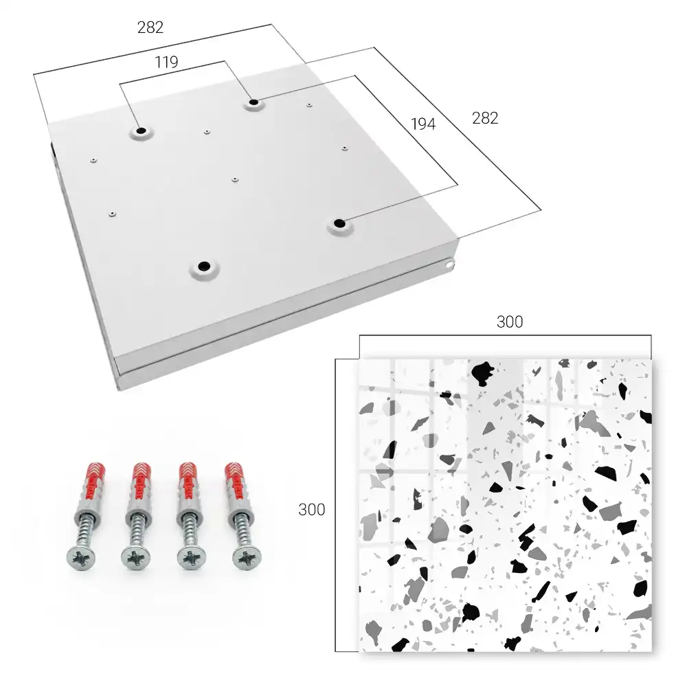 Modern terrazzo mintás monokróm kulcstartó szekrény