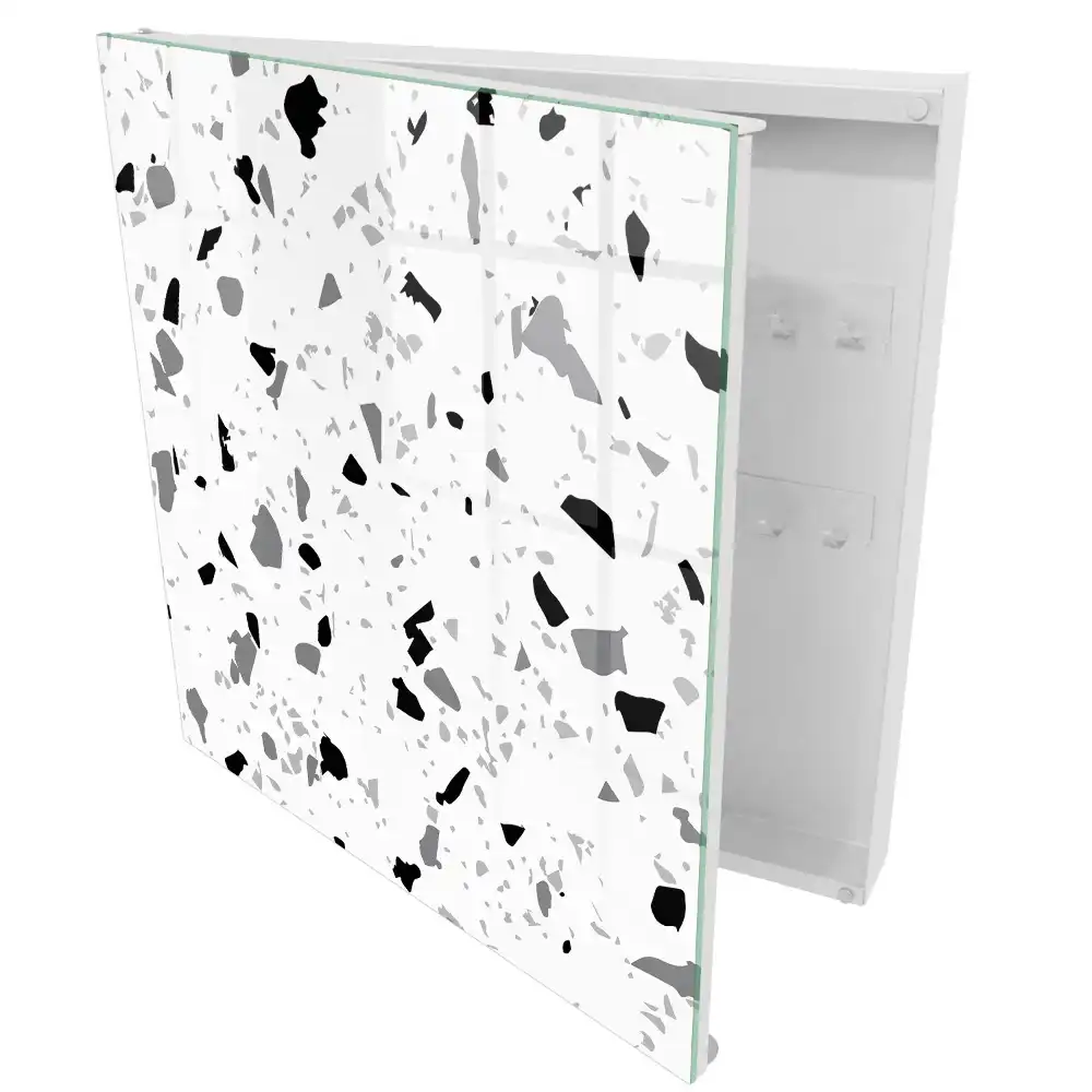 Modern terrazzo mintás monokróm kulcstartó szekrény