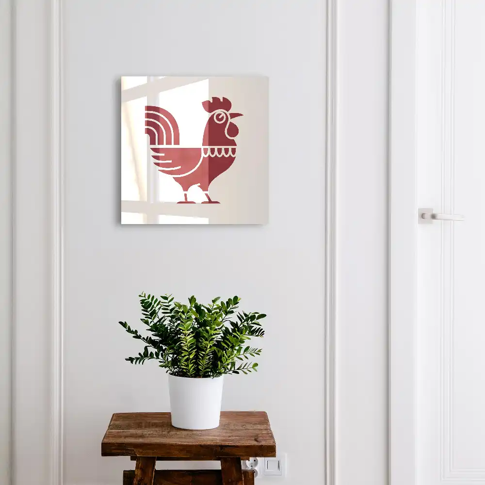 Geometrikus minimalista kulcstartó szekrény kakas mintával