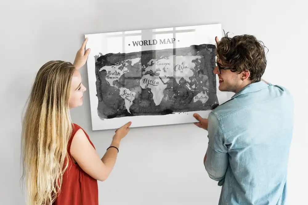 Írható mágneses világtérkép tábla