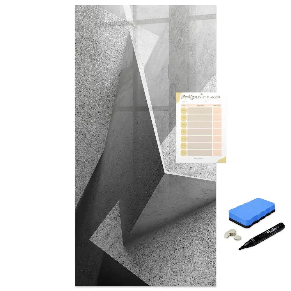 Mágneses tábla modern geometriai mintával és filctollal