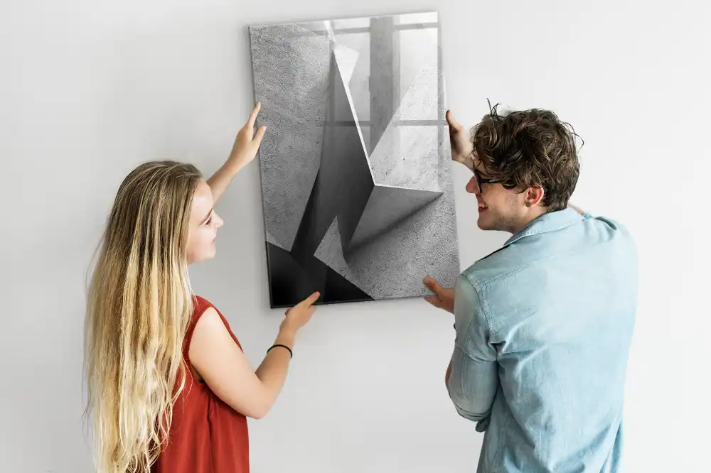 Mágneses tábla modern geometriai mintával és filctollal
