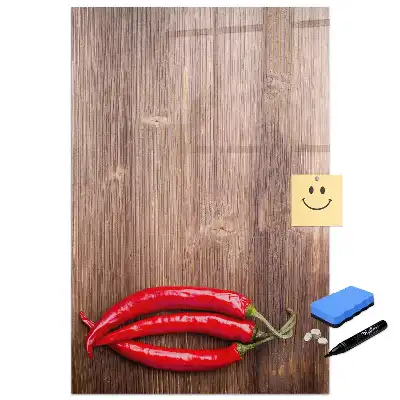 Vágódeszka formájú chili mintás írható mágnestábla