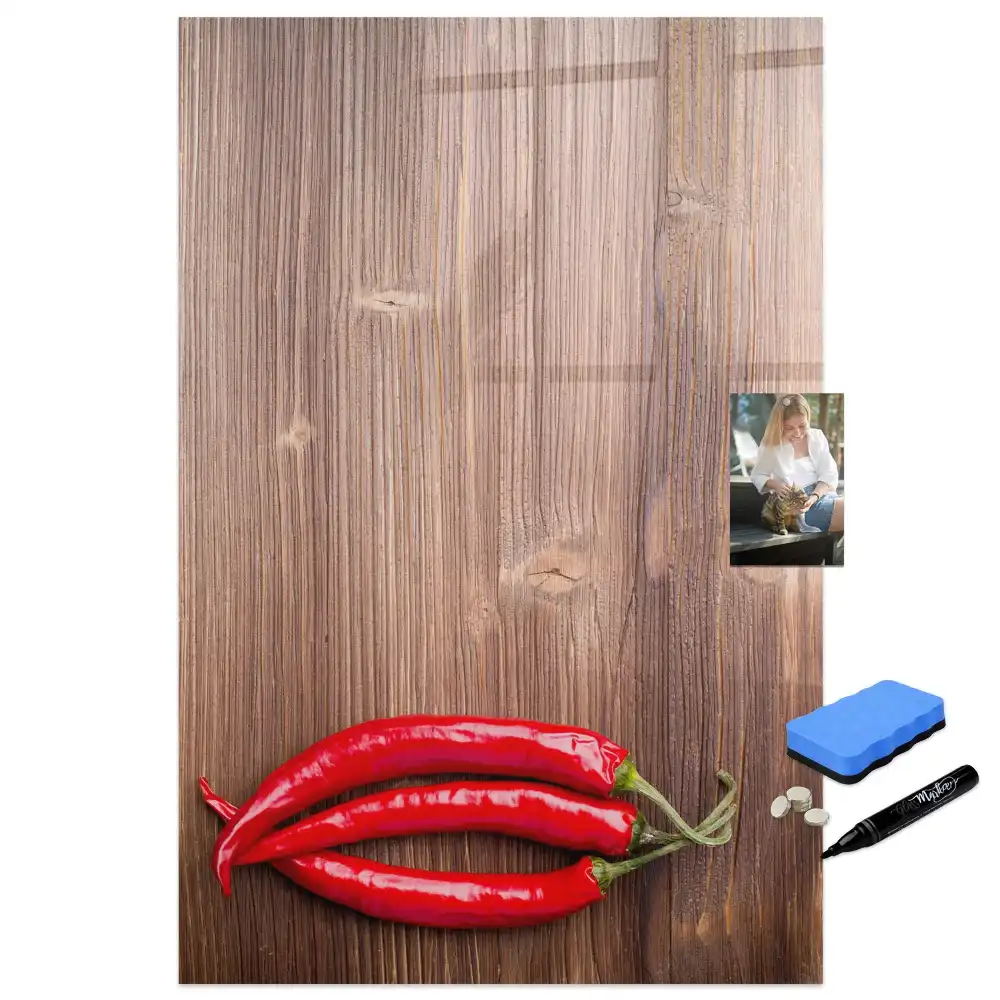 Vágódeszka formájú chili mintás írható mágnestábla