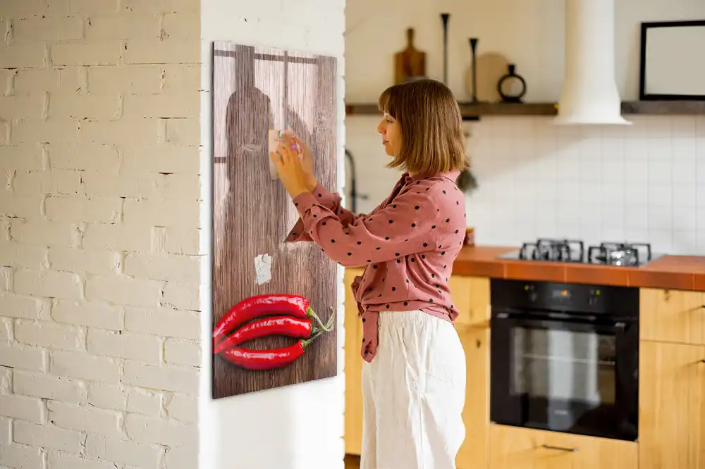 Vágódeszka formájú chili mintás írható mágnestábla
