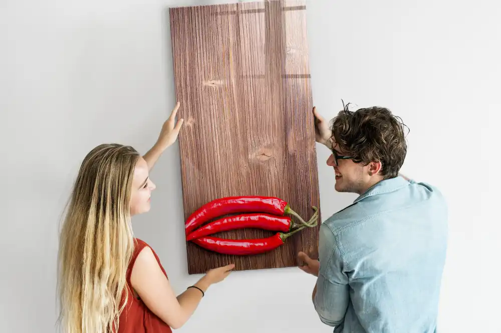 Vágódeszka formájú chili mintás írható mágnestábla