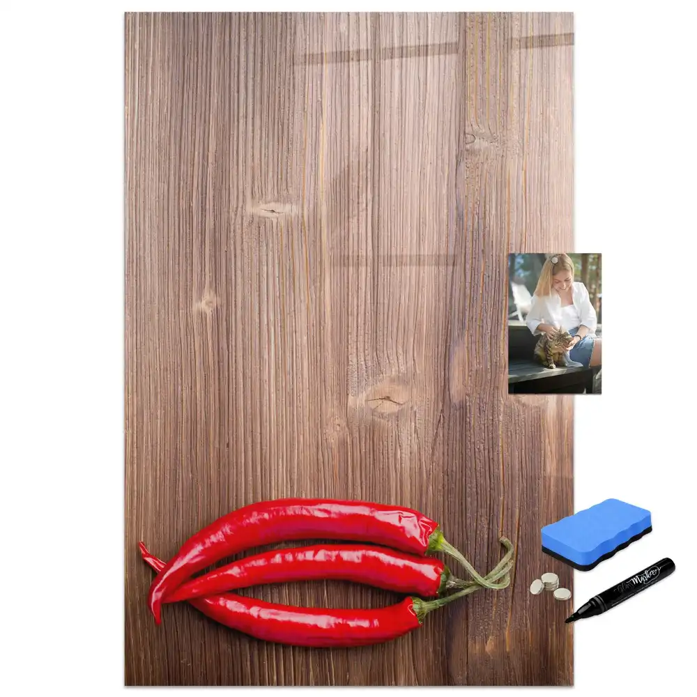 Vágódeszka formájú chili mintás írható mágnestábla
