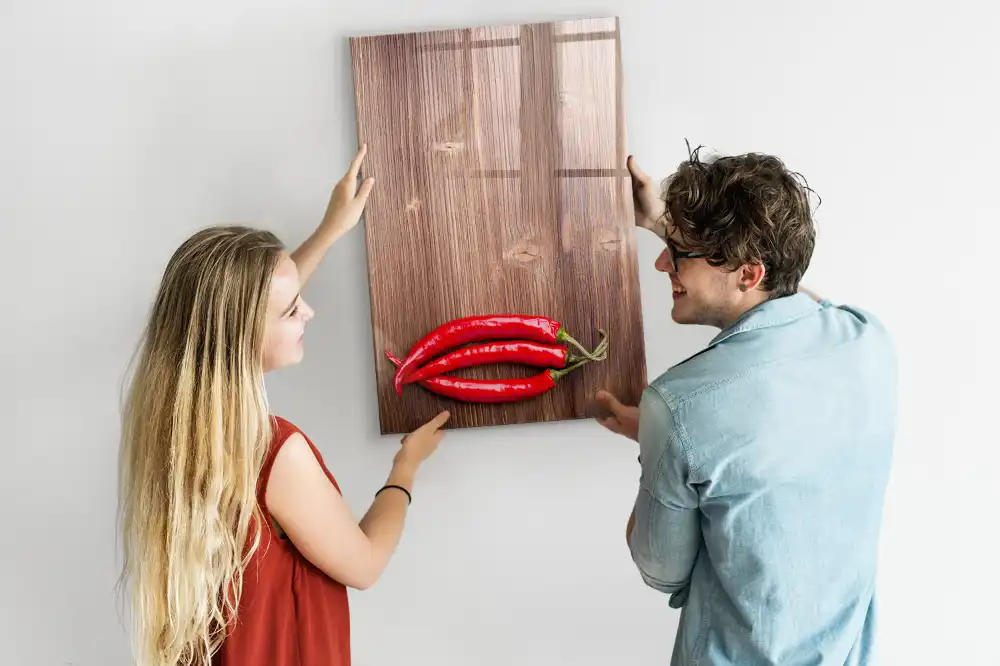 Vágódeszka formájú chili mintás írható mágnestábla