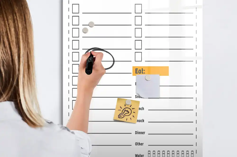 Mágneses feladatlista tábla filctollal
