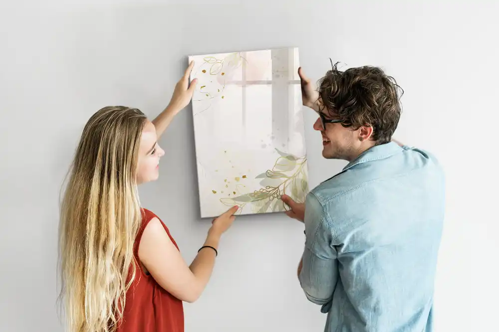 Írható mágneses tábla arany botanika mintával