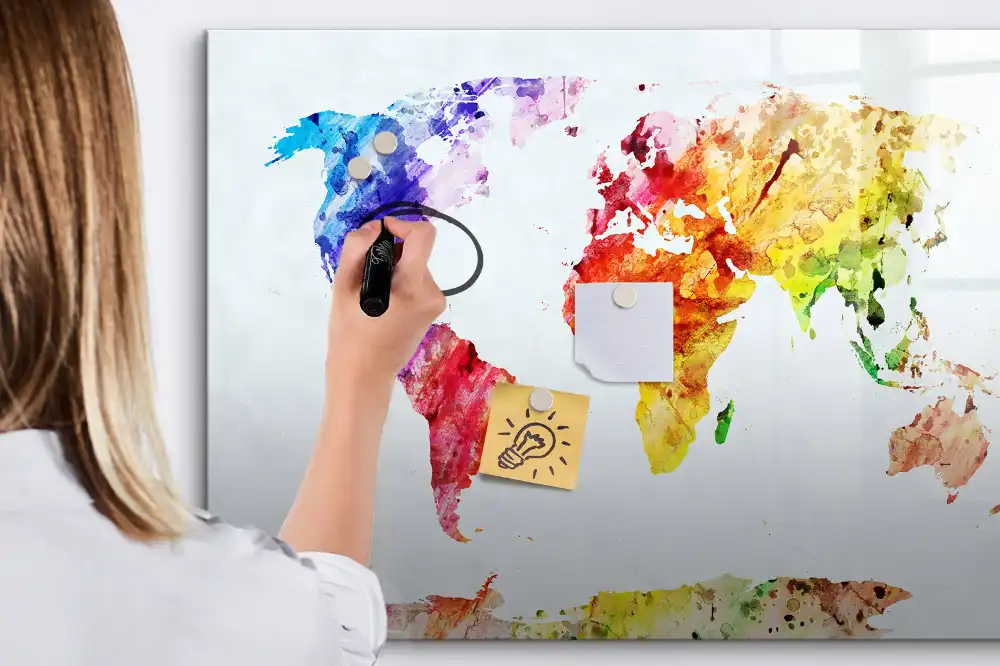 Mágneses, írható világtérkép tábla