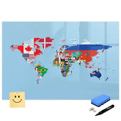 Mágneses törölhető tábla nemzeti zászlók listájával