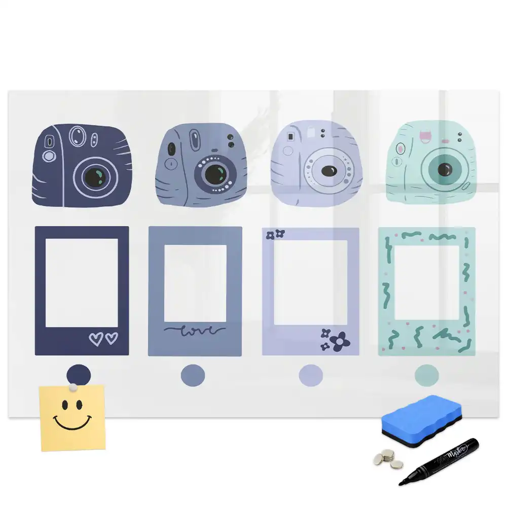 Mágneses írható tábla polaroid stílusú keretekkel