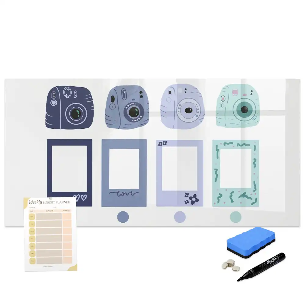 Mágneses írható tábla polaroid stílusú keretekkel