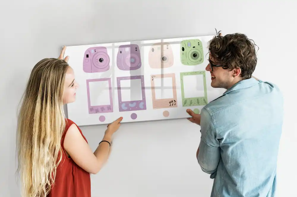 Mágneses törölhető tábla klasszikus fényképezőgépek mintával