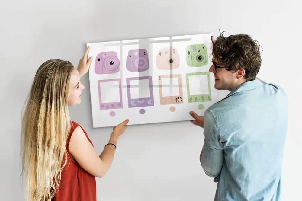 Mágneses törölhető tábla klasszikus fényképezőgépek mintával