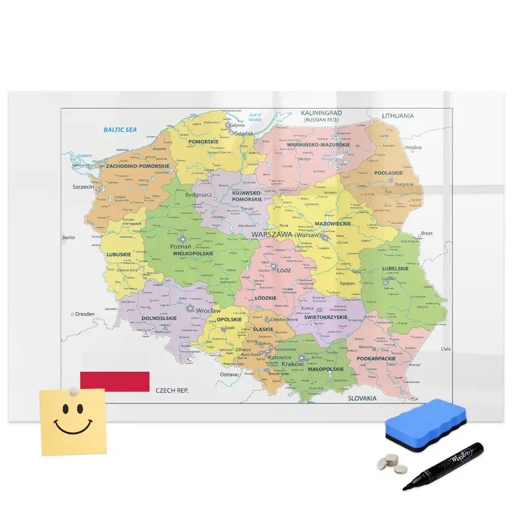 Mágneses írható tábla Lengyelország körvonalával