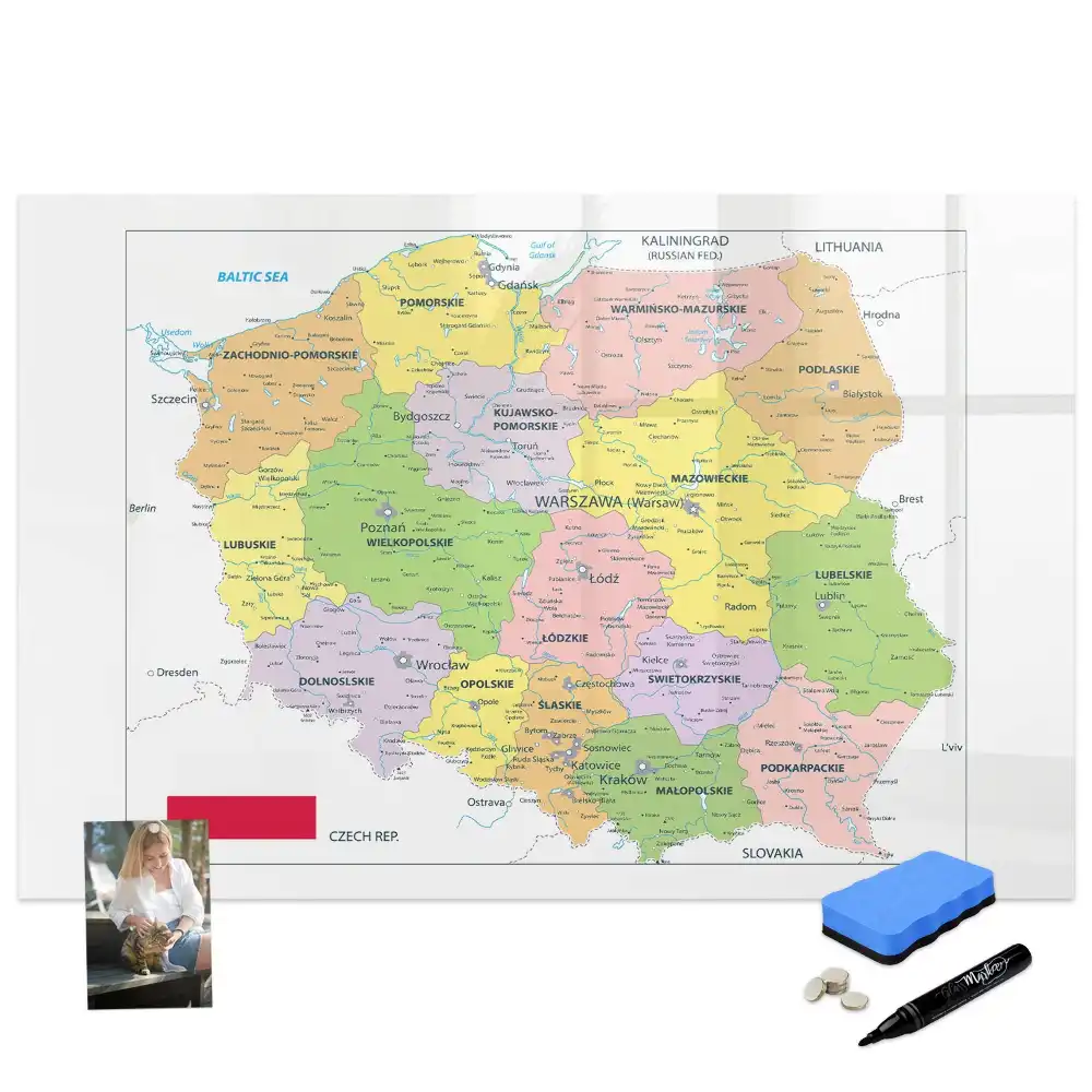 Mágneses írható tábla Lengyelország körvonalával