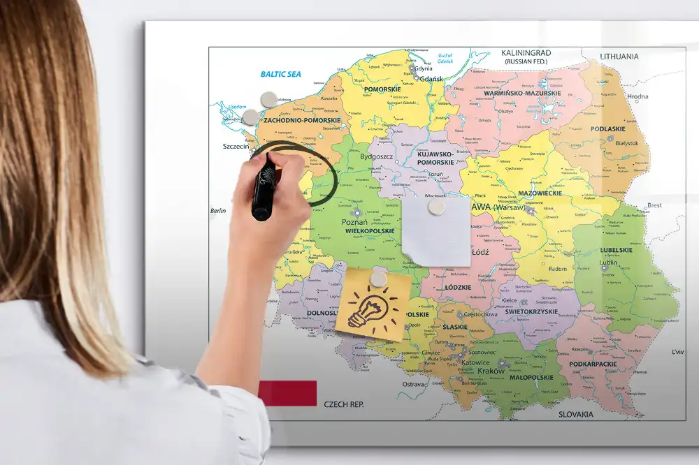 Mágneses írható tábla Lengyelország körvonalával