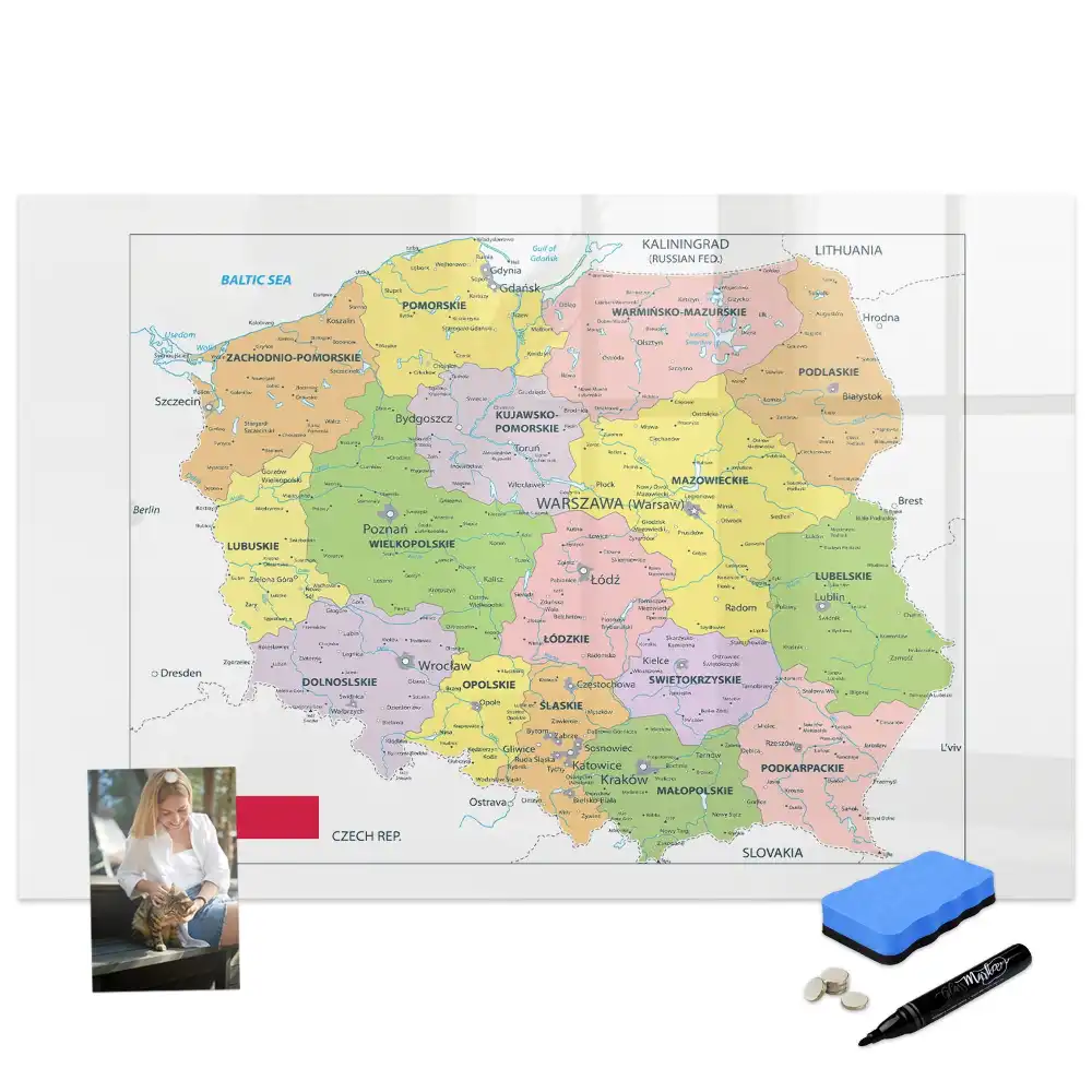 Mágneses írható tábla Lengyelország körvonalával