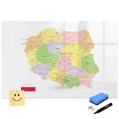 Mágneses, letörölhető Lengyelország földrajzi térkép