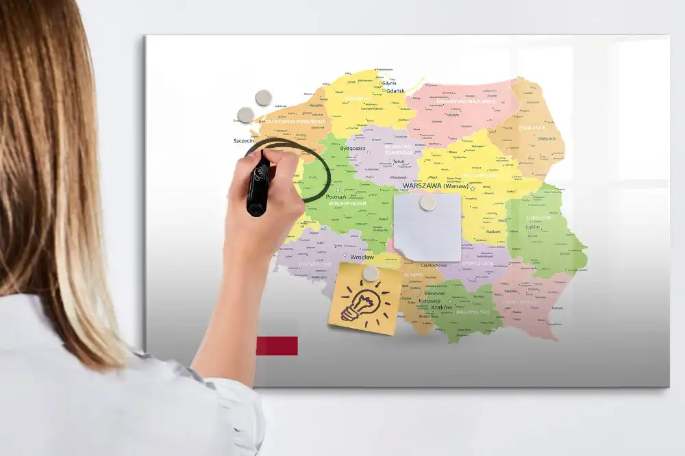 Mágneses, letörölhető Lengyelország földrajzi térkép