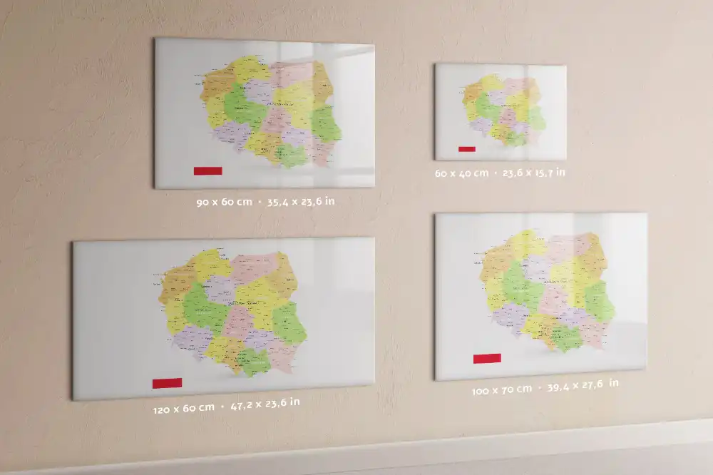 Mágneses, letörölhető Lengyelország földrajzi térkép