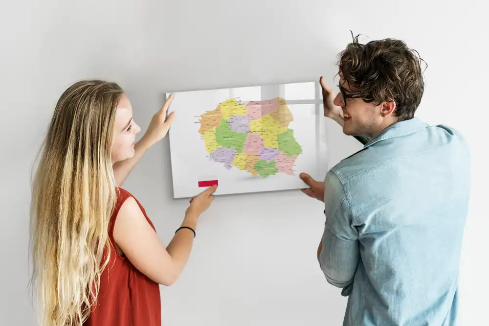 Mágneses, letörölhető Lengyelország földrajzi térkép