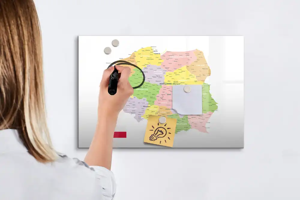 Mágneses, letörölhető Lengyelország földrajzi térkép