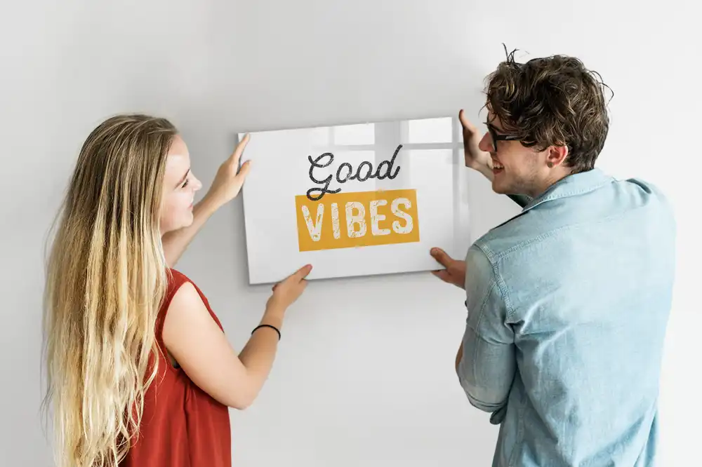 Mágneses, írható tábla inspiráló jó reggelt idézettel