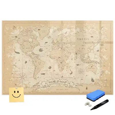Mágneses törölhető tábla vintage történelmi világatlasz mintával
