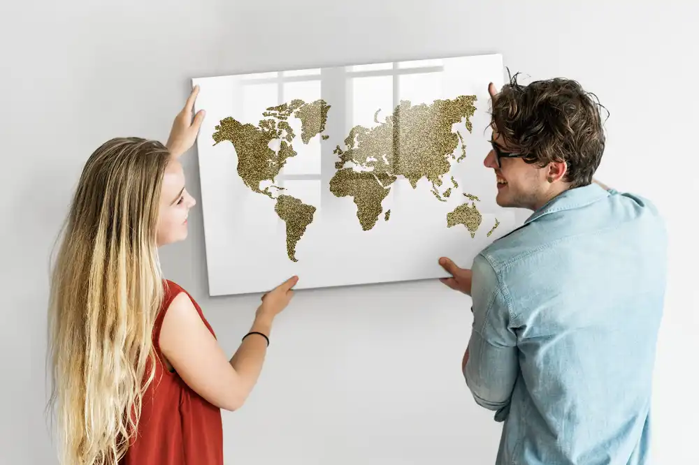 Mágneses írható fizikai világtérkép tábla