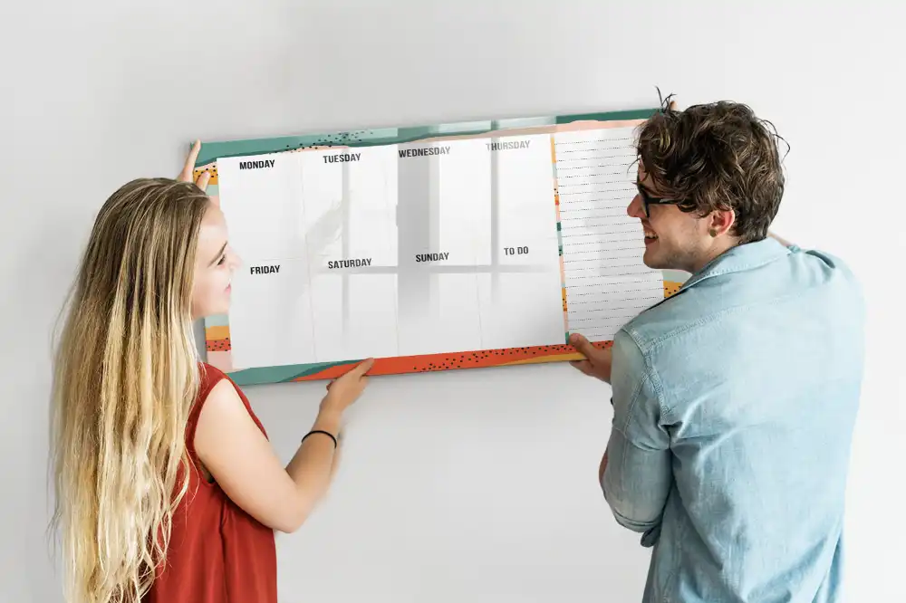 Mágneses, írható heti tervező tábla
