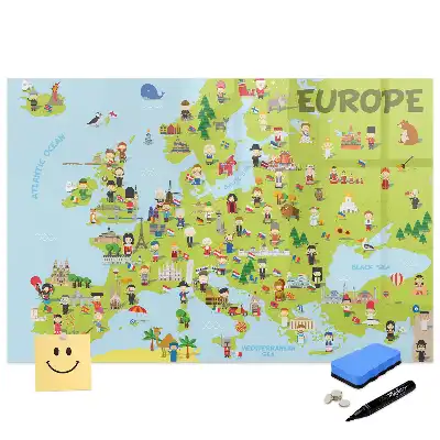 Mágneses írható világtérkép zászlókkal